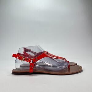 Lauren Ralph Lauren Red Brown Leather Casual Thong Flat Sandals Womens Size 11B
